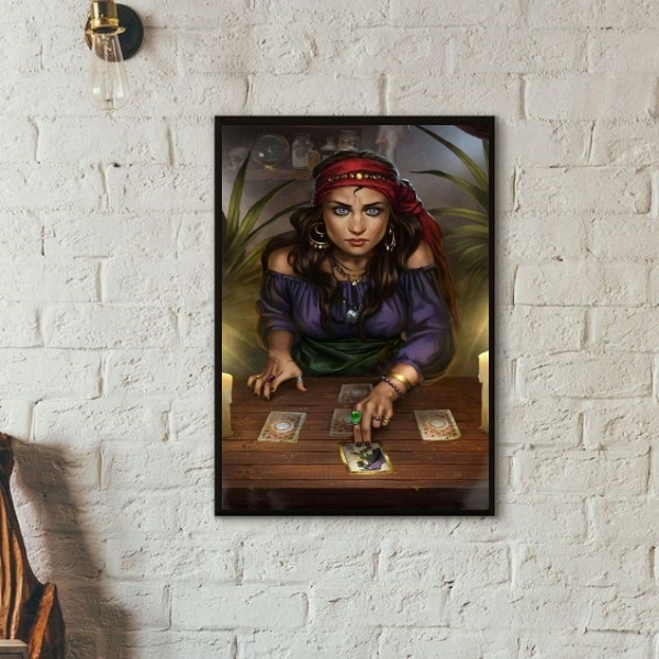 Quadro Decorativo Cartomancia Cigana 33x24cm Moldura:madeira