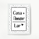 Quadro Decorativo Casa Amor lar 24x18cm - Com Vidro Moldura:m
