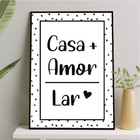 Quadro Decorativo Casa Amor lar 24x18cm - Com Vidro Moldura:m