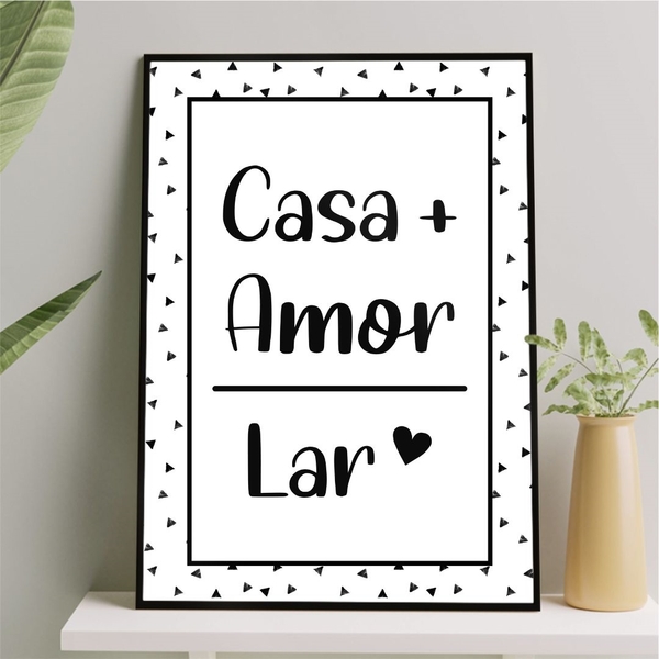Quadro Decorativo Casa Amor lar 33x24cm - Com Vidro Moldura:m