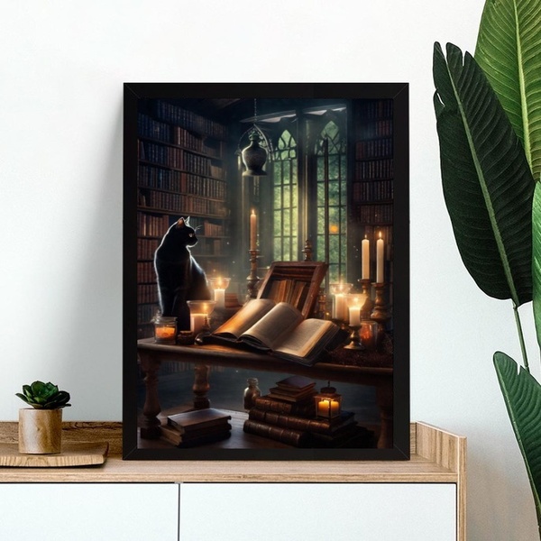 Quadro Decorativo Casa De Bruxa 33x24cm - Com Vidro Moldura P