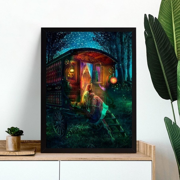 Quadro Decorativo Casa De Cigana 24x18cm - Com Vidro Moldura