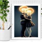 Quadro Decorativo Casal Brilhante 33x24cm Moldura Branca