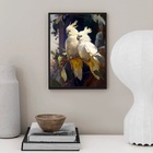 Quadro Decorativo Casal De Cacatuas 45x34cm - Com Vidro Moldu