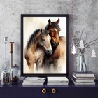 Quadro Decorativo Casal De Cavalos 33x24cm - Com Vidro Moldur