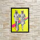 Quadro Decorativo Casal De Gatos Humanos 45x34cm - Com Vidro