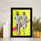 Quadro Decorativo Casal De Gatos Humanos 45x34cm - Com Vidro