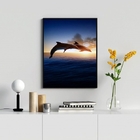 Quadro Decorativo Casal De Golfinhos 45x34cm Moldura:madeira