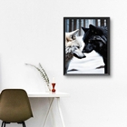 Quadro Decorativo Casal De Lobos 33x24cm - Com Vidro Moldura: