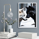 Quadro Decorativo Casal De Lobos 45x34cm - Com Vidro Moldura: