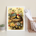 Quadro Decorativo Casal De Passarinhos No Ninho 33x24cm - Com