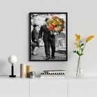 Quadro Decorativo Casal Vintage Flores 33x24cm Moldura:madeir