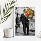 Quadro Decorativo Casal Vintage Flores 33x24cm Moldura:madeir