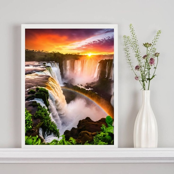 Quadro Decorativo Cataratas Foz Do Iguaçu 45x34cm - Com Vidro