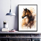 Quadro Decorativo Cavalo- Aquarela 24x18cm Moldura:madeira Pr