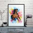 Quadro Decorativo Cavalo Aquarela 45x34cm - Com Vidro Moldura