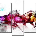 Quadro Decorativo Cavalo Branco Colorido Para Sala 5 Peças