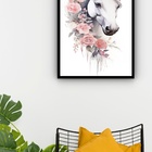 Quadro Decorativo Cavalo Colar Flores  - 70x50cm Moldura Bran
