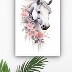 Quadro Decorativo Cavalo Colar Flores  - 70x50cm Moldura Bran