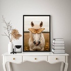 Quadro Decorativo Cavalo Com Borboleta 24x18cm Moldura Branca