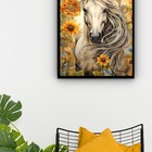 Quadro Decorativo Cavalo Com Girassóis  - 70x50cm Moldura Bra