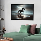 Quadro Decorativo Cavalo Praia  - 50x70cm Moldura Branca