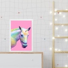 Quadro Decorativo Cavalo Unicórnio 33x24cm Moldura:madeira Pr