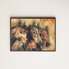 Quadro Decorativo Cavalos Artísticos 24x18cm - Com Vidro Mold