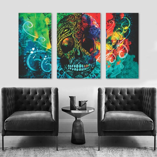 Quadro Decorativo Caveira Mexicana Para Sala E Quarto
