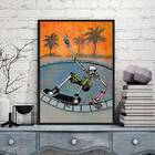 Quadro Decorativo Caveira No Skate 33x24cm - Com Vidro Moldur