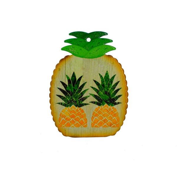 Quadro Decorativo Cerâmica Dois Abacaxis 15cm X 20cm