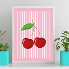 Quadro Decorativo Cerejinhas 33x24cm Moldura:madeira Branca