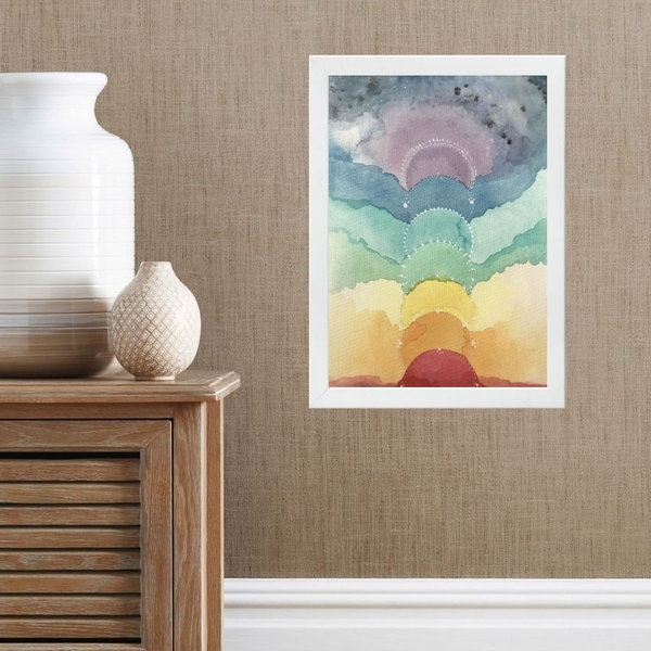 Quadro Decorativo Chakras - Aquarela 45x34cm Moldura:madeira