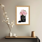 Quadro Decorativo Chanel Coco Noir Rosas 45x34cm - Com Vidro