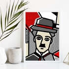Quadro Decorativo Charlie Chaplin pop art 33x24cm Moldura:mad