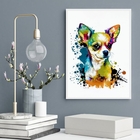 Quadro Decorativo Chihuahua Aquarela 24x18cm - Com Vidro Mold