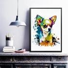 Quadro Decorativo Chihuahua Aquarela 33x24cm - Com Vidro Mold