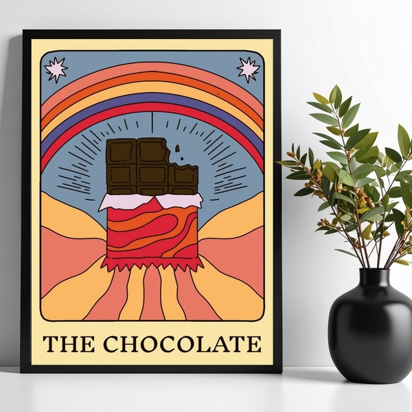 Quadro Decorativo Chocolate - Carta Tarot 45x34cm Moldura Pre