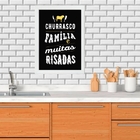 Quadro Decorativo Churrasco E Família 24x18cm Moldura Preta