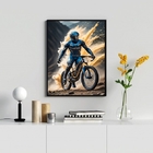 Quadro Decorativo Ciclista- Mountain Bike 45x34cm - Com Vidro