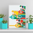 Quadro Decorativo Ciclistas 24x18cm Moldura:madeira Preta