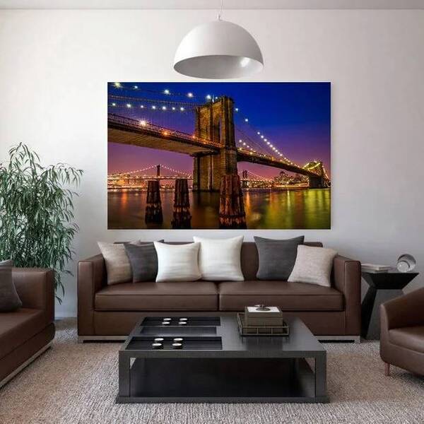 Quadro Decorativo Cidade Ponte Rio Hudson - 90x60cm