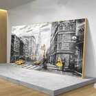 Quadro Decorativo Cidades New York Black And Yellow Com Moldu