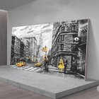 Quadro Decorativo Cidades New York Black And Yellow Com Moldu