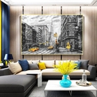 Quadro Decorativo Cidades New York Black And Yellow Com Moldu