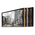 Quadro Decorativo Cidades New York Black And Yellow Com Moldu
