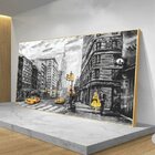 Quadro Decorativo Cidades New York Black And Yellow Com Moldu