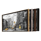 Quadro Decorativo Cidades New York Black And Yellow Com Moldu