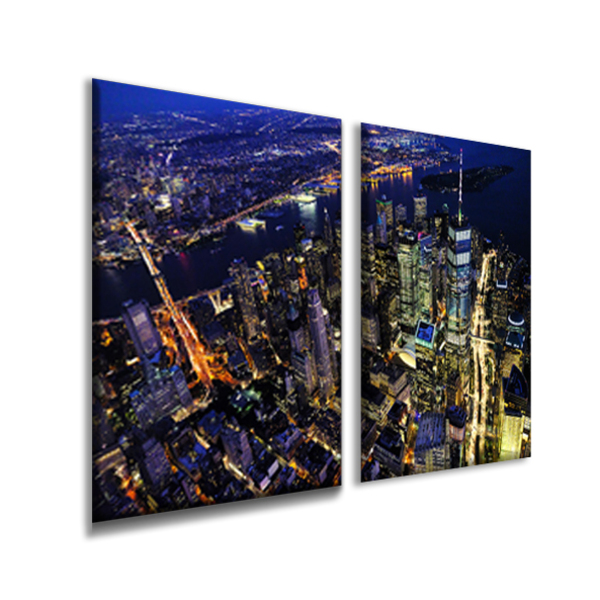 Quadro Decorativo Cidades New York Night Kit Total 80x60cm