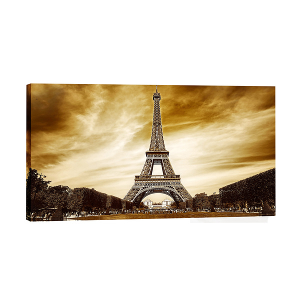 Quadro Decorativo Cidades Paris Torre Eiffel Marrom 55x100cm